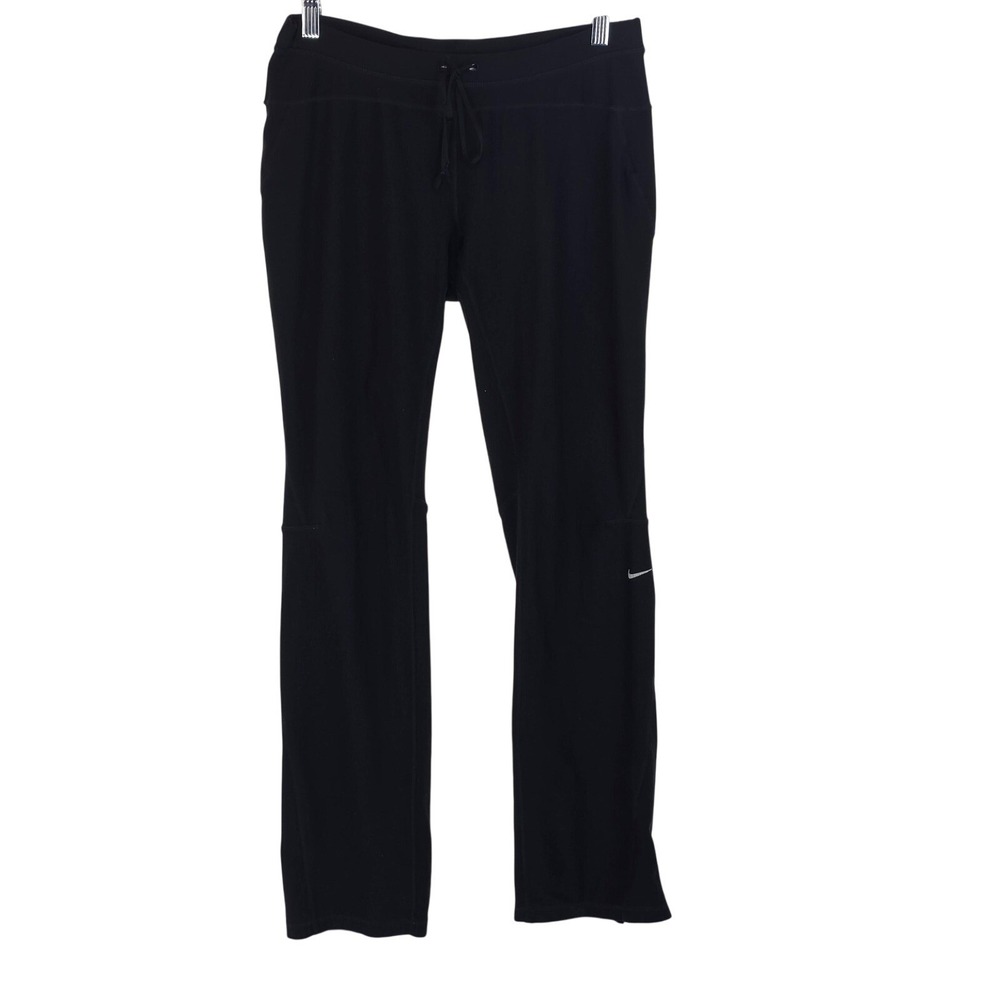 Nike Pants Womens Medium Black Fit Dry Track Bootcut Zip Hem Running 339208-011